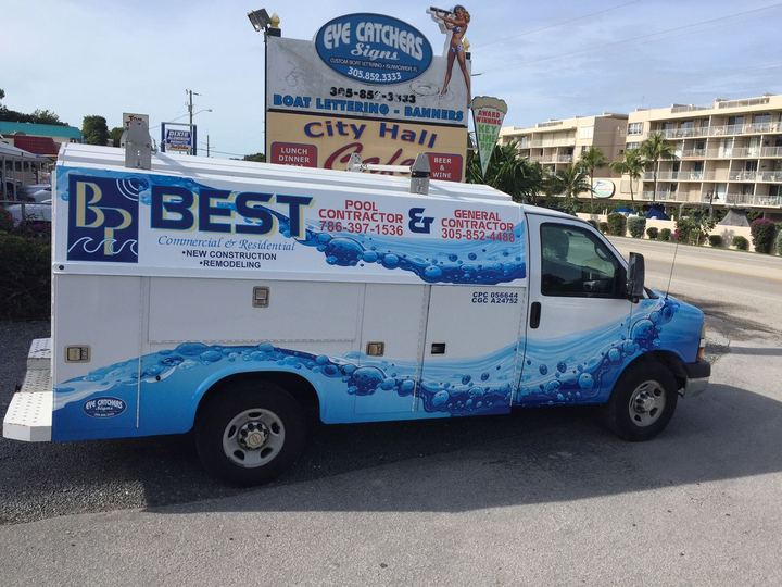 Service truck with a blue water wrap for Best Plumbing