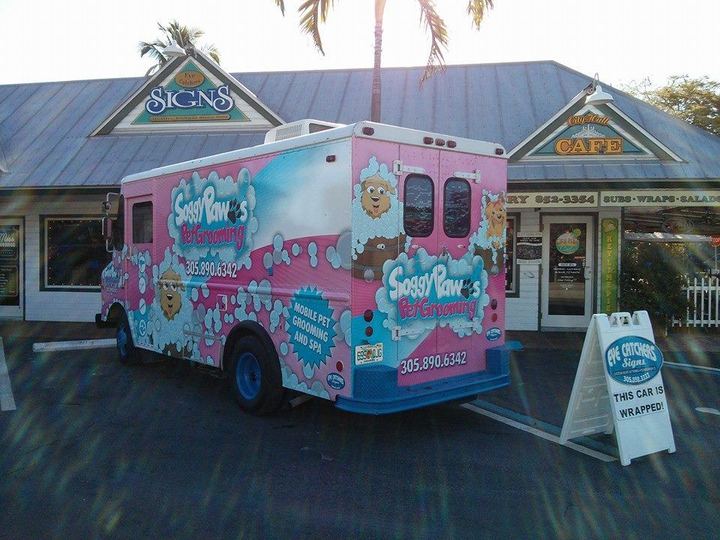 Pink and blue food truck wrap