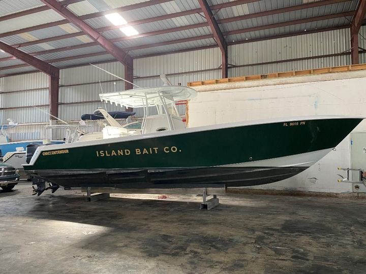 Green hull with Island Bait Co. lettering