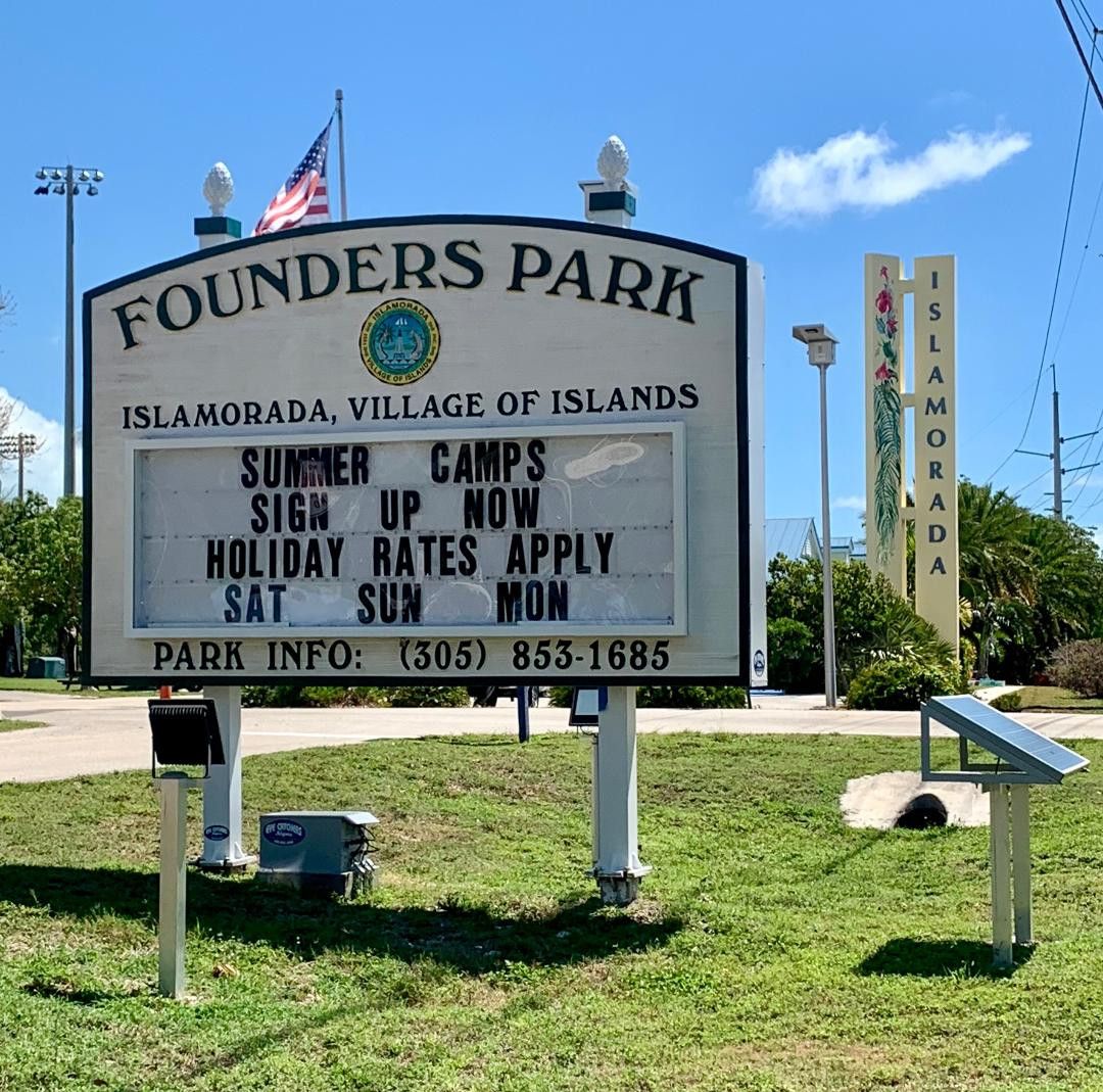 Founders Park changeable message sign