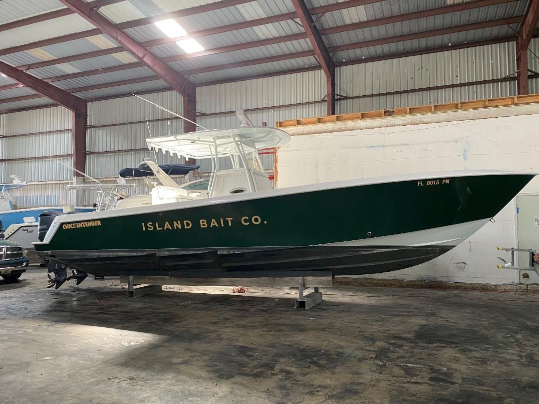 Green hull with Island Bait Co. lettering